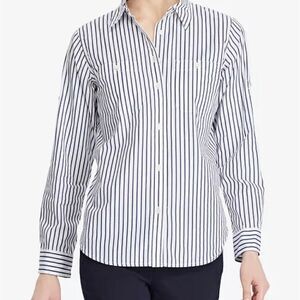 Lauren Jeans Co Striped Roll Tab Cotton Pocket Shirt Size Large